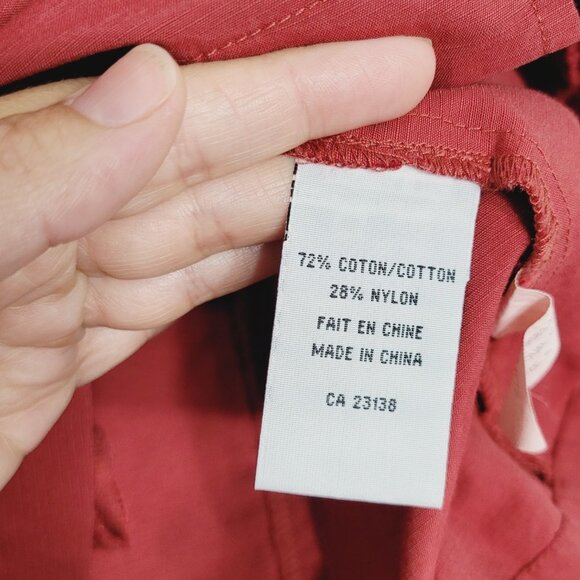 BGN Red Cotton Blend Long Sleeve Casual Zip Pocket Front Mock Collar Size Small - Picture 8 of 12